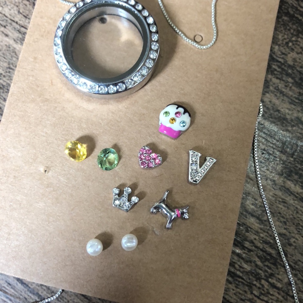 Origami Owl Necklace w/ 9 Charms